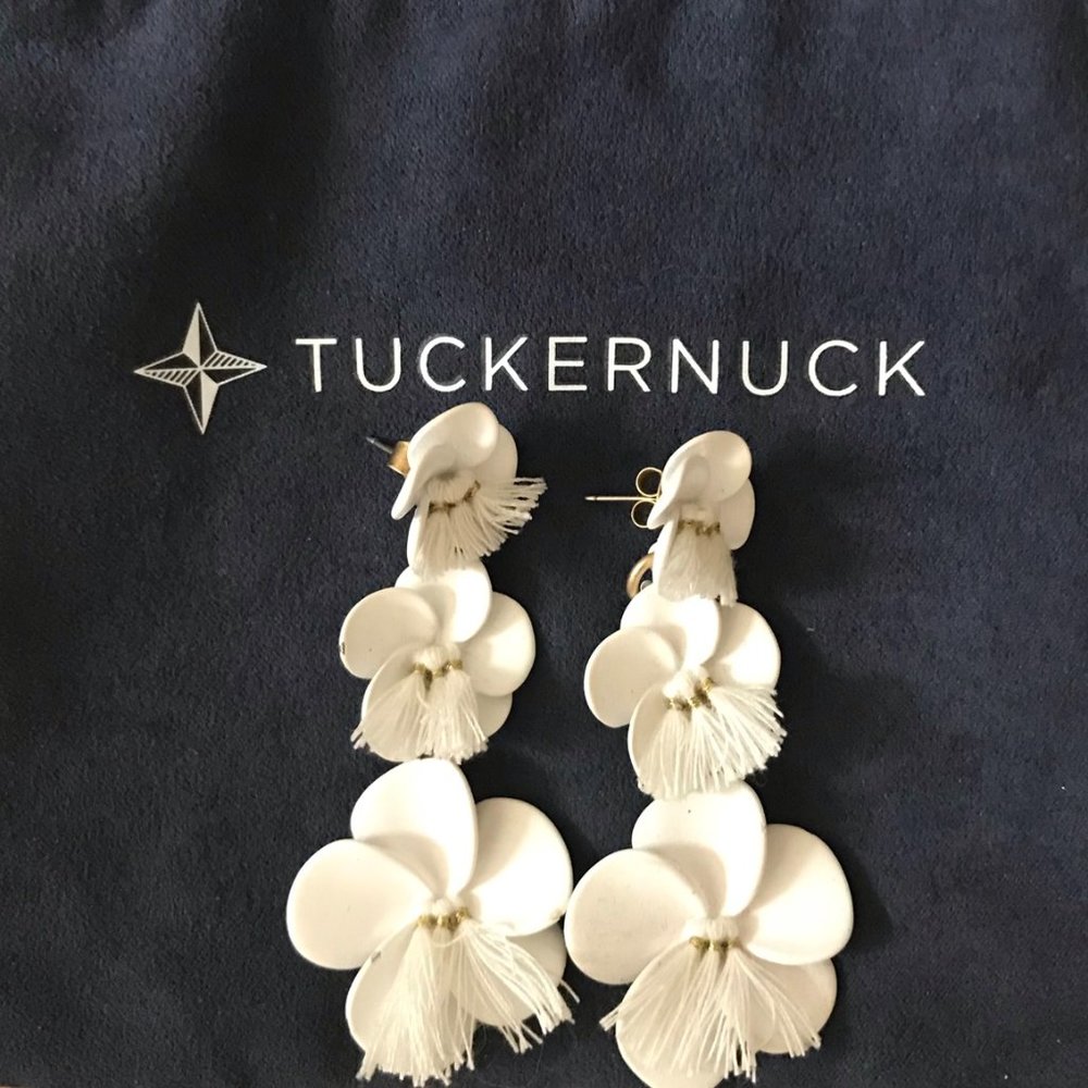 Tuckernuck White Floral Statement Earrings